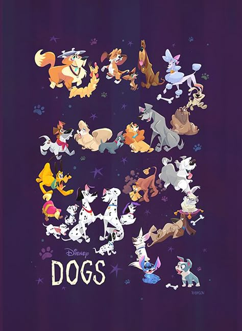 "Disney Dogs" by Bill Robinson Bill Robinson, Disney Mignon, Cartoon Dogs, Animation Disney, Disney Cats, Food Drawings, Images Disney, Disney Nerd, Disney Dogs