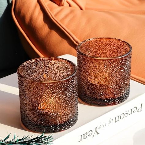 Amazon.com: Woho Amber Votive Candle Holders Set of 6(2.56" H×2.75" W), Tealight Candle Holder for Boho Wedding Table Centerpiece, Vintage Sunflower Embossed Tea Light Candle Holder Glass for Home Decor : Home & Kitchen Boho Wedding Table, Fall Candle Holders, Tea Light Candle Holders, Tea Candle Holders, Amber Candle, Vintage Sunflower, Unique Candle Holders, Glass Votive Candle Holders, Candleholder Centerpieces