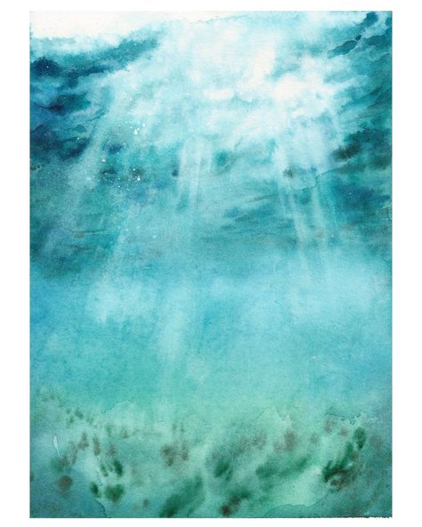 All posts • Instagram Under Water Watercolor, Salt And Watercolor Painting, Under Water Landscape, Underwater Watercolor Painting, Metaphor Art, Nature Watercolor Paintings, Water In Watercolor, Underwater Watercolor, Underwater Illustration