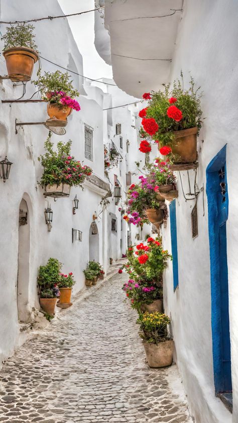 Artificial Intelegence, Tangier Aesthetic, Morocco Scenery, Hero Reference, Morocco Beauty, Moroccan Street, Morocco Architecture, Arab Architecture, Northern Morocco