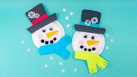 Snowman Paper Plate Craft - Super Simple Snowman Paper Plate, Paper Plate Snowman, Snowman Crafts For Kids, Simple Snowman, Plate Crafts For Kids, Paper Plate Craft, Crafts For Kids Paper, Paper Plate Crafts For Kids, Printable Snowman