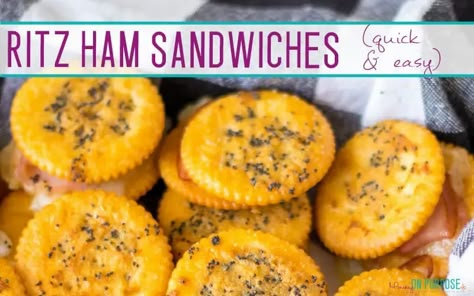 Quick and Easy Ritz Ham Sandwiches - Mommy on Purpose Sliders Ham And Swiss, Large Party Food, Ham Sliders, Ham And Swiss, Best Brunch Recipes, Bite Size Appetizers, Ham Sandwiches, Party Appetizers Easy, Ritz Crackers