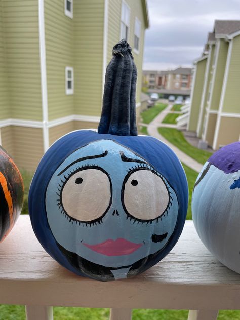 #pumpkinpainting #painting #fallactivitiesforkids #pumpkin Cool Ways To Paint A Pumpkin, Emily Pumpkin Painting, Halloween Pumking Painting, Kiss Pumpkin Painting, Emily Corpse Bride Pumpkin Painting, Corpse Bride Painted Pumpkin, Halloween Punkin Painting Ideas, Pumpkin Painting Corpse Bride, Pumpkin Painting Ideas Sally