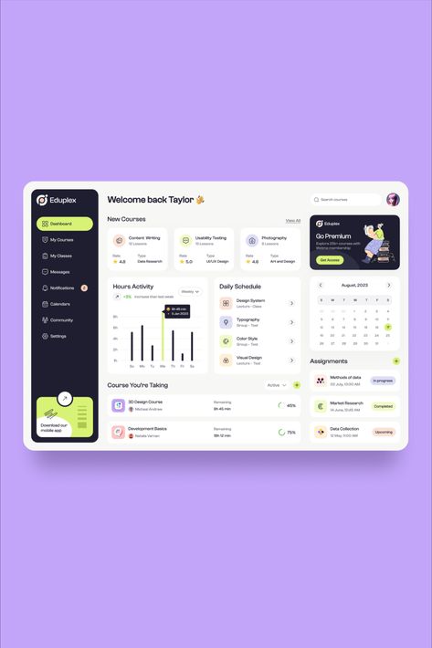 Explore our meticulously crafted Educational Dashboard design for a holistic learning experience. Monitor your engagement, achievements, statistics, daily schedule, assignments, and more in one intuitive interface.

Get in touch with us today to learn more about our UX design services and let's work together to create something amazing

👉Contact: hello@designmonks.co
+8801798-155521

#EducationalDashboard #LearningExperience #ProgressTracking  #Statistics #DailySchedule #AssignmentsManagement Website Design Dashboard, Ux Dashboard Design, Dashboard Interface Design, Dashboard Ux Design, Software Design Interface, Web Dashboard Design, Dashboard Website Design, User Dashboard Ui Design, Get In Touch Web Design