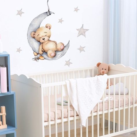 Teddy Bear Wall Mural, Teddy Bear Nursery Ideas, Nursery Teddy Bear Theme, Teddy Bear Room Decor, Teddy Bear Nursery Theme, Bear Nursery Theme, Teddy Bear Wall, Baby Room Decals, Teddy Bear Nursery