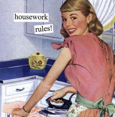 Back in the 1950's gender stereotyping was very apparent. It was common for women to have their "place" in the home while the men worked. It certainly is sickening to still see it visible in the modern family. If not exactly like this, there are things certain people would say certain things are for women and others for men. If society teaches us one thing, it's that times have changed to a new era in which women are getting jobs and men are helping around the house more Norms change! The Good Wife's Guide, Daily Cleaning Schedule, 50s Housewife, 1950s Housewife, 1950s Woman, 1940s Woman, Anne Taintor, Vintage Housewife, Happy Housewife