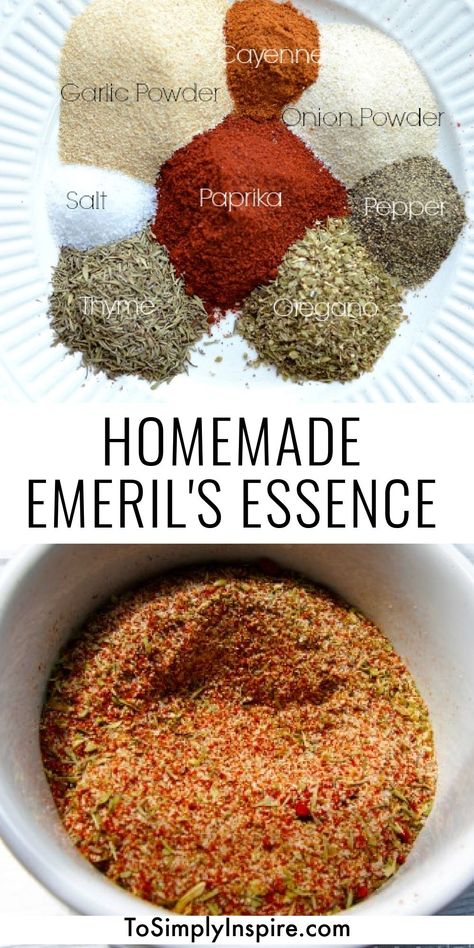 Emerils Essence, Cajun Seasonings, Emeril Recipes, Emeril Lagasse Recipes, Italian Seasoning Recipe, Spice Rubs, Man Recipes, Homemade Dry Mixes, Homemade Seasoning