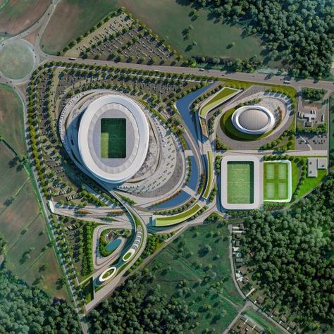 BREST FOOTBALL STADIUM — VARABYEU PARTNERS Stadium Master Plan Design, Football Stadium Architecture, Soccer Stadium Design, Football Stadium Design, Stadium Plan, City Skylines Game, Landscape Architecture Diagram, Stadium Architecture, Stadium Design