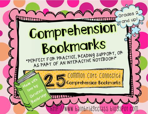 HUGE File Update! Comprehension Bookmarks, Reading Notebooks, Interactive Reading, Small Group Reading, School House Rock, Printable Bookmarks, 4th Grade Reading, 3rd Grade Reading, Comprehension Strategies