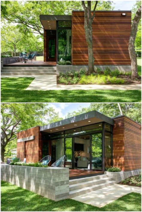 Cantilever Roof Design, Japanese Tiny House, Cabin Backyard, Small Modern Cabin, Modern Japanese Homes, Minimalist Cabin, Affordable House Plans, Lake Austin, Tiny House Layout