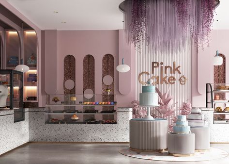 Dark Luxury Bedroom, Cake Shop Interior, Insignia Design, Shoe Store Design, Timeless Home Decor, Modern Family House, Pink Cafe, New Cairo, Bakery Interior