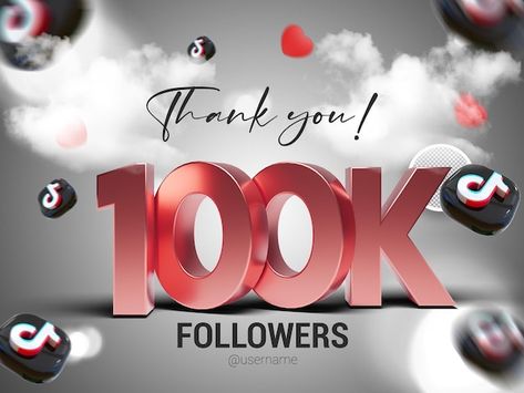 Thank you 100k followers on tiktok psd | Premium Psd #Freepik #psd #100k #10k #5k #thank-you-subscribers 300k Followers, Followers On Tiktok, Social Media Branding Design, Creative Tutorials, 100k Followers, Girls Dp Stylish, Green Screen Video Backgrounds, Iphone Wallpaper Images, Download Cute Wallpapers