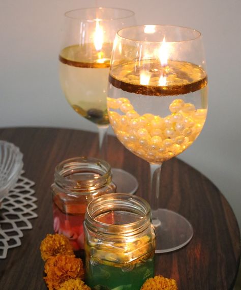 Easy DIY decoration idea for Diwali Decoration Idea For Diwali, Candles For Diwali, Water Candles, Candles At Home, Fun Projects For Kids, Water Candle, Diwali Decoration, Diwali Celebration, Decoration Idea