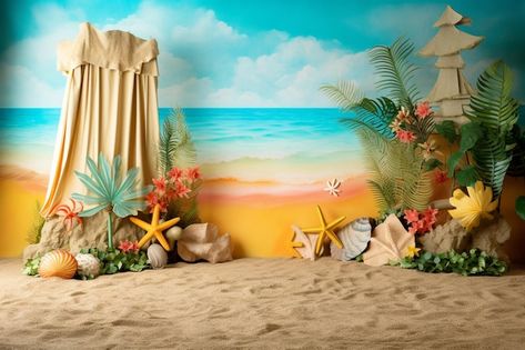 Kawaii, Beach Theme Backdrop Ideas, Studio Background Ideas, Studio Photography Backdrop, Wedding Background Wallpaper, Birthday Photo Album, Photoshoot Background, Sunset Backdrop, Baby Photography Backdrop