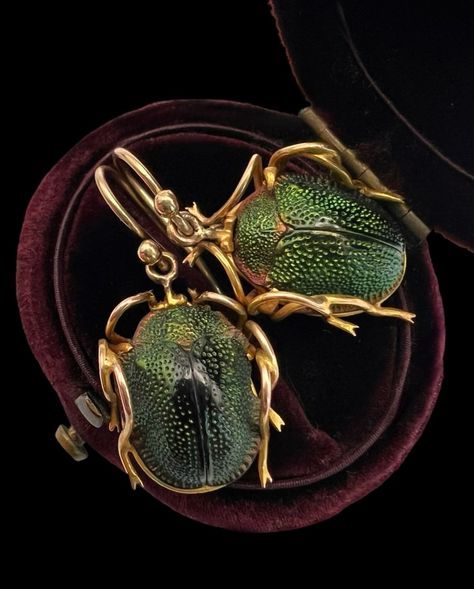 The Old Cut | NOW SOLD A super cool pair of Victorian scarab beetle earrings! The earrings are made of two perfectly preserved Victorian scarab beetles.… | Instagram Beetle Earrings, Scarab Beetle, Shiny Objects, Victorian Jewelry, Antennas, Beetles, Antique Jewellery, Taxidermy, Bright Green