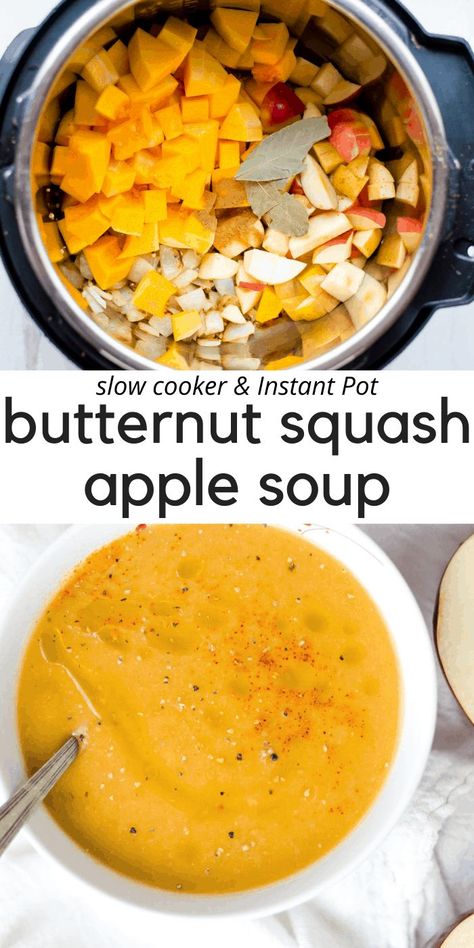 Squash Apple Soup, Butternut Squash Apple Soup, Creamy Butternut Squash Soup, Butternut Squash Apple, Creamy Butternut Squash, Recipe Crockpot, Cozy Soup, Pot Recipes Healthy, Butternut Squash Recipes Soup