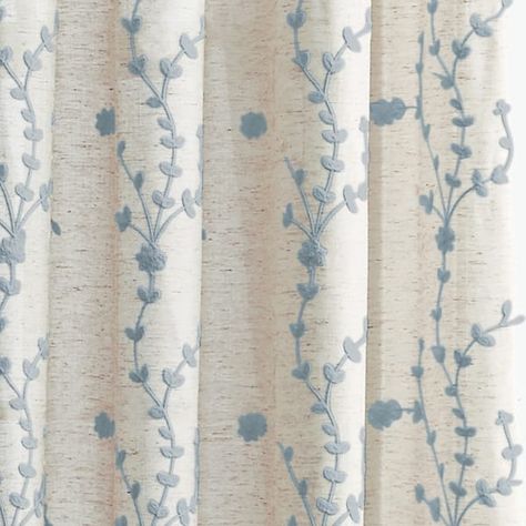 Lynette Floral Embroidered Rod Pocket Curtain Panel - Bed Bath & Beyond - 16391470 Blue Floral Curtains, Cottage Curtains, Curtain Inspiration, Curtain Window, Indoor Window, Sheer Curtain Panels, Blue Curtains, Drapery Rods, Floral Curtains