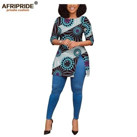 African Tops For Women With Jeans, Kitenge Tops Designs, African Blouses With Jeans, Ankara Blouse Styles For Jeans, Ankara Shirts Women, African Print Tops With Jeans, African Blouses For Women, Ankara Top Styles For Jeans, African Print Tops Blouses