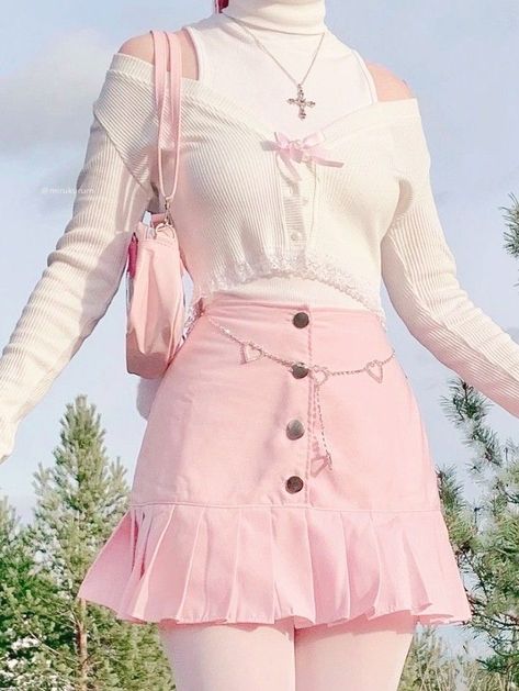 Hello Kitty Skirt Outfit, Pinkcore Aesthetic Outfit, School Outfits Cute Aesthetic, Alt Kawaii Outfits, Cute Pink Aesthetic Outfits, How To Be A Soft Girl, Cute Outfits Aesthetic Soft, Kawaii Pastel Aesthetic Outfits, Pastel Alt Outfits