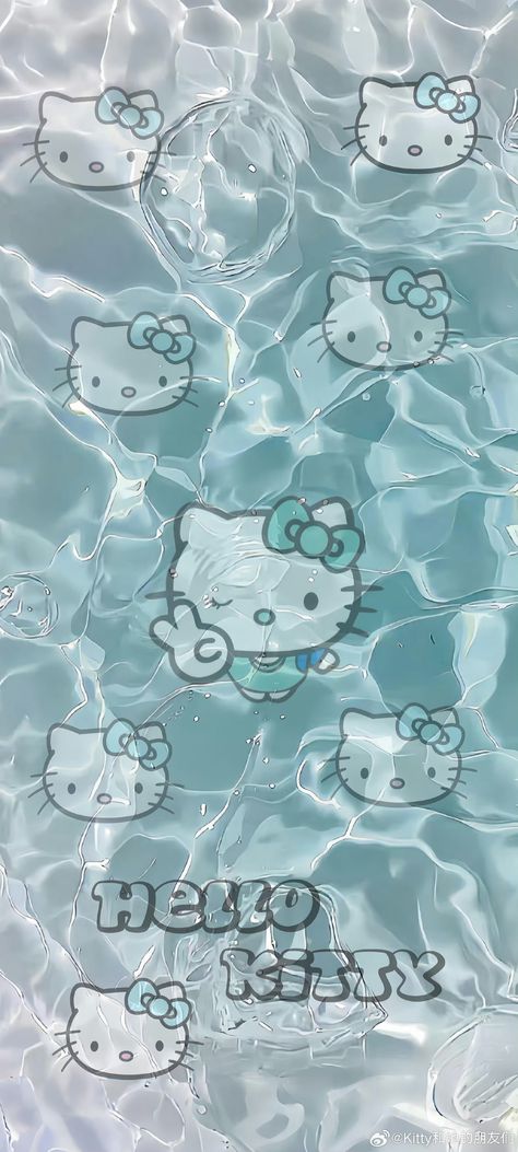 Hello Kitty Ocean Wallpaper, Teal Ipad Wallpaper, Turquoise Wallpaper Iphone, Blue Hello Kitty Wallpaper, Teal Wallpaper Iphone, Blue Hello Kitty, Y2k Wallpaper Iphone, Hello Kitty Imagenes, Pretty Wallpaper Ipad