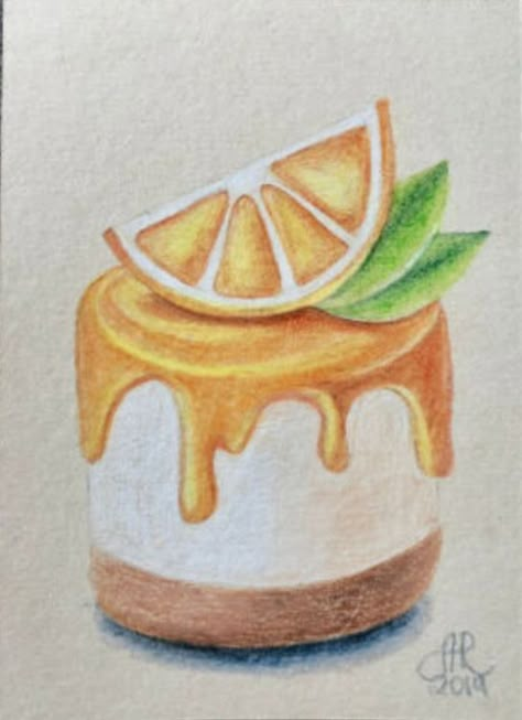 Pencil Colour Food Drawing, Food Art Colored Pencil, What To Draw With Colored Pencils, Simple Colour Pencil Drawings, Dessert Drawing Easy, Color Pencil Art Drawings, Drawing Ideas Food, Colour Pencils Drawing, Food Drawing Ideas