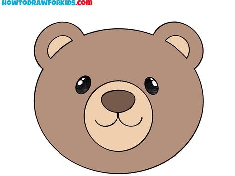 Bear Head Template Free Printable, Cute Bear Face Drawing, Bear Head Drawing, Cute Face Drawing, Robin Craft, Bear Face Paint, Projector Images, Draw A Bear, Bear Face Drawing