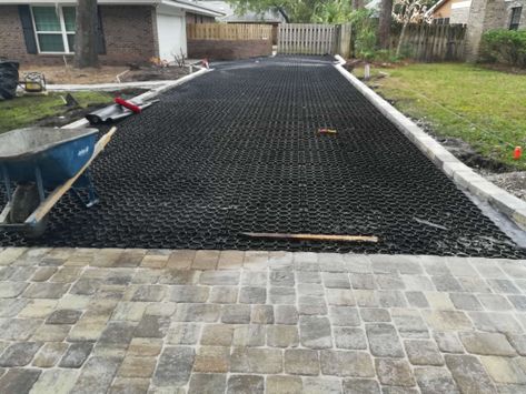 Driveway Paving Alternatives: A Guide to Selecting a Better Driveway Solution - TRUEGRID Pavers Rv Parking Pad Ideas, Parking Pad Ideas, Permeable Pavers Driveways, Cobbled Driveway, Driveway Apron, Driveway Materials, Cobblestone Paving, Permeable Driveway, Cobblestone Pavers