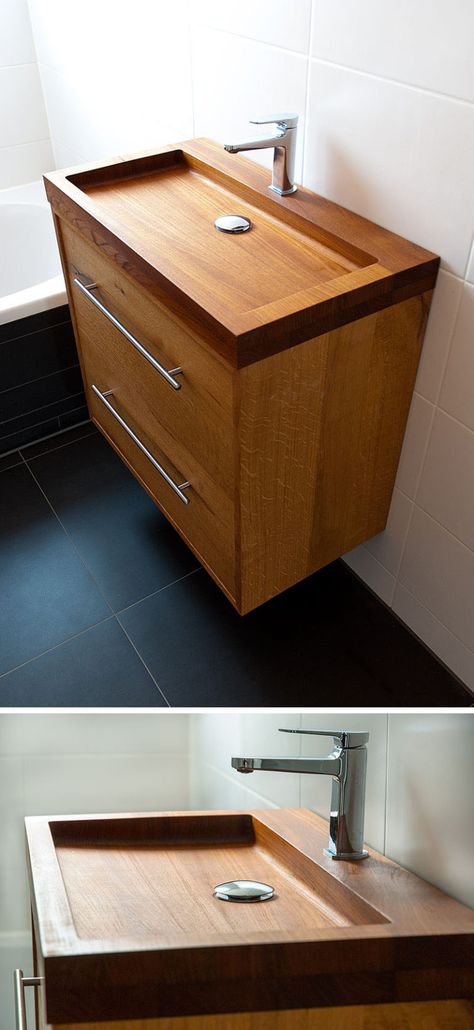 Wooden Sink Unit Bathroom, Wooden Sinks Bathroom, Wood Sink Bathroom, Wooden Sink, Bathroom Sink Design, Sink Vanity Unit, Wood Sink, Bathroom Sink Cabinets, Wooden Bath