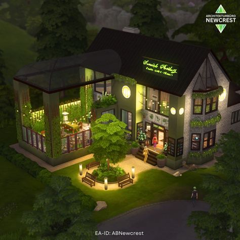 🥑 Green Sprout Restaurant 🥑 [swipe for floorplan] 🛋 Fully furnished 🍀 Functional & playtested 🌾 vegetarian menu & matching staff uniforms ✅ No CC 📐 30x20 It's in the gallery. EA-ID: ABNewcrest 🌿 #TheSims4 #simstagram #sims4build #showusyourbuilds #sims Sims 4 Restaurant Menu Cc, Sims 4 Retail Store Ideas, Sims 4 Build Ideas Community, Green House Sims 4, The Sims 4 Restaurant Ideas, Restaurant The Sims 4, Sims 4 Restaurant Ideas, Sims4 Restaurant, Newcrest Sims 4 Ideas