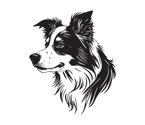 border collie Face, Silhouette Dog Face, black and white border collie vector Border Collie Svg Free, Border Collie Drawings, Border Collie Dibujo, Collie Dog Drawing, Border Collie Drawing, Border Collie Silhouette, Border Collie Tattoo, Border Collie Humor, Black And White Border Collie