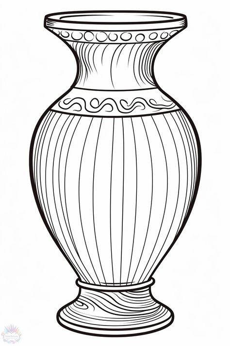 Vase Coloring Pages - Coloring Pages Drawing A Vase, Vase Drawing Design, Vase Coloring Pages, Vase Outline, Flower Vase Sketch, Vase With Flowers Drawing, Vase Drawing, Flower Vase Drawing, Peacock Pictures