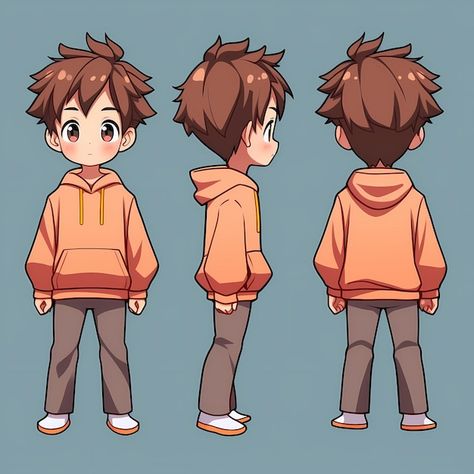 Character Turnaround Sheet Template, Character Turnaround Concept Art, Concept Art Sheet, Anime Boy Character, Boy Cartoon Characters, 2d Character Animation, Male Cartoon Characters, Character Turnaround, Chibi Boy