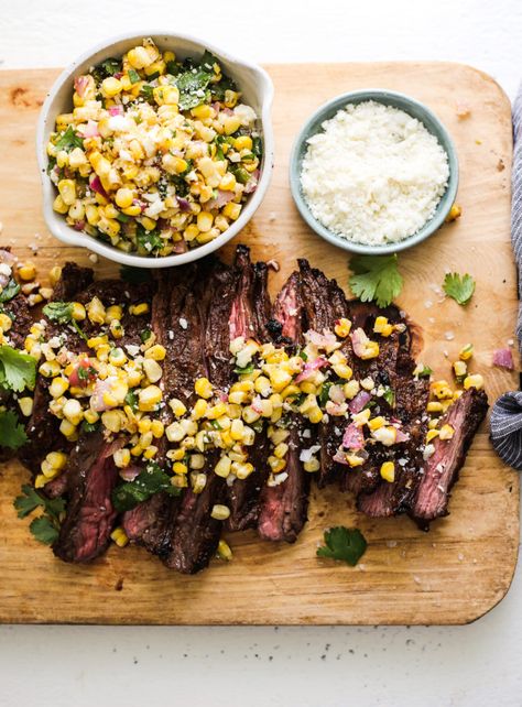 Steak Marinades, Outdoor Recipes, Grilled Corn Salsa, The Defined Dish, Defined Dish, Corn Salsa, Grilled Veggies, Grilled Steak, How To Grill Steak