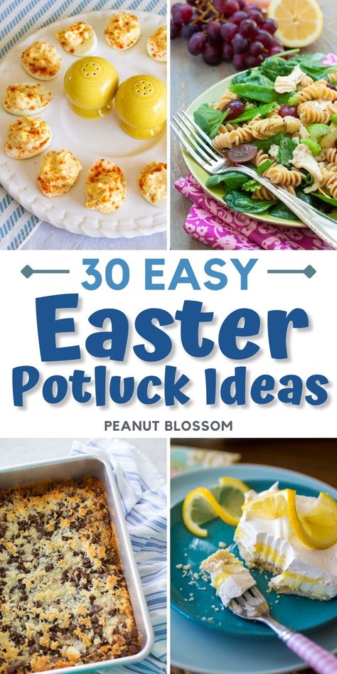 Heading to a church potluck or want to bring a dish to pass at your family Easter brunch? These 30 Easter recipes travel well and are sure to be popular. From traditional Easter appetizers like deviled eggs to easy Easter desserts to take on the go, your spring feast will be extra delicious. Easter Potluck Ideas, Easter Picnic Ideas, Easter Potluck, Pot Luck Dishes Easy, Spring Feast, Easy Easter Brunch, Work Potluck, Easy Easter Desserts, Potluck Ideas