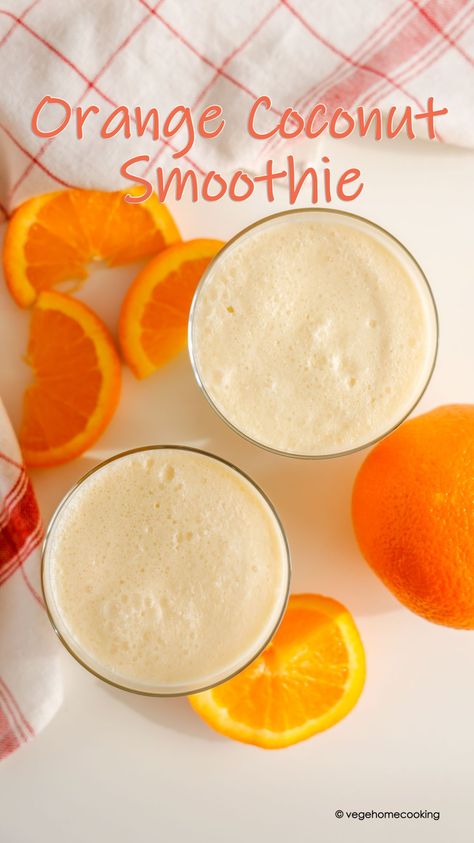 Orange Coconut Smoothie (Creamy and Dairy Free) Coconut Milk Smoothie Recipes, Coconut Milk Drink, Free Smoothie Recipes, Coconut Milk Smoothie, Fruit Smoothie Recipes Healthy, Orange Smoothie, Smoothie Recipes Healthy Breakfast, Milk Smoothie, Coconut Drinks