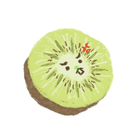 Kiwi drawing Kiwi Cartoon Cute, Kiwi Doodle, Kiwi Sketch, Kiwi Fruit Drawing, Kiwi Cartoon, Kiwi Drawing, Fruit Reference, Jam Labels, Silly Drawings