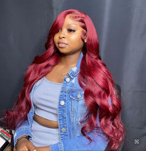 Frontal Wig Hairstyles, Hd Lace Frontal, Frontal Hairstyles, Red Wigs, Burgundy Hair, Dope Hairstyles, Hair Laid, Body Wave Wig, Front Lace Wigs Human Hair