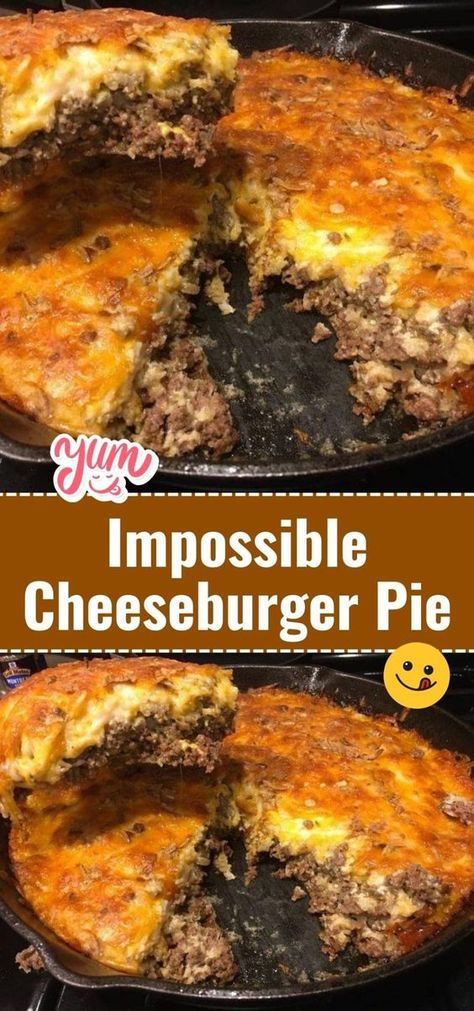 Impossible Cheeseburger Pie Cheeseburger Pie With Crust, Impossible Cheeseburger Pie Bisquick, Cheeseburger Pie Bisquick, Impossible Pie Recipes, Hamburger Pie Recipes, Impossible Cheeseburger Pie, Cheeseburger Muffins, Impossible Cheeseburger, Hamburger Pie