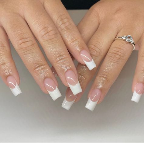 90s French Tip, French Manicure Acrylic Nails, Nail Parlour, Goth Nails, French Tip Acrylic Nails, Classy Acrylic Nails, Really Cute Nails, Nail Ring, Soft Nails