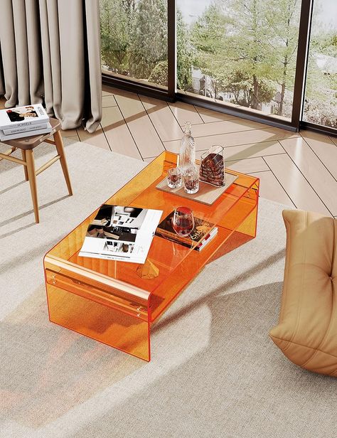 Solaround Acrylic Coffee Table for Living Room Clear Rectangle Lucite Table Funky Coffee Tables, Lucite Table, Coffee Table For Living Room, Acrylic Coffee Table, Table For Living Room, Small Side Table, Small Sofa, Coffee Table Wayfair, Contemporary Home Decor