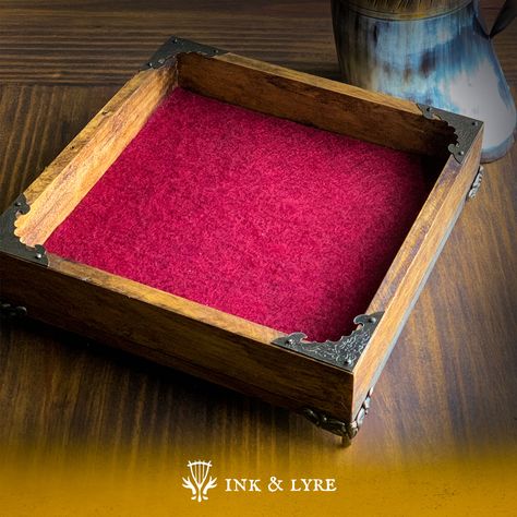 Create a Beautiful Dice Tray for Under $15 Dice Tray Diy Ideas, D&d Dice Tray, Dice Tray Pattern, Dnd Dice Storage, Wooden Dice Tray, Diy Dnd Dice Tray, Dnd Dice Box Diy, Dice Tray Diy, Dice Box Diy