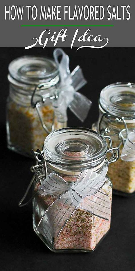 Homemade Salts, Flavored Salts Recipes, Homemade Gift Ideas, Homemade Spice Mix, Homemade Food Gifts, Flavored Salts, Seasoning And Spice, Christmas Food Gifts, No Salt Recipes