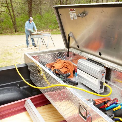 Truck Bed Lights, Gas Powered Generator, Emergency Generator, Diy Generator, Truck Tools, Truck Tool Box, Truck Mods, Portable Generator, Power Inverter