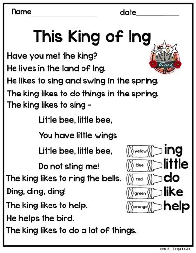 This is one of my favorite units to date.  The kids were hooked and loved the whole thing.  They often reference ing words and my lowest dis... Ing Words Worksheet, Ing Phonics, Reading Preschool, Glued Sounds, Meaning Words, Ing Words, Word Family Activities, Fun Activity For Kids, English Grammar For Kids