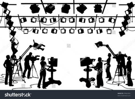 Vector clip art set of TV channel studio crew, including cameras, lights, camera men, technicians and recordist #Ad , #ad, #TV#channel#studio#set Movie Producer, Post Production Studio, White Camera, Clip Art Pictures, Camera Art, Free Cartoons, Movie Director, Film Producer, Film Set