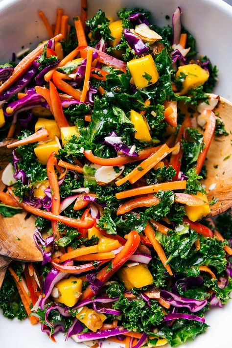 Veggie Kabobs, Chelsea's Messy Apron, Kale Salad Recipes, Citrus Salad, Kale Recipes, Mango Salad, Cabbage Salad, Balsamic Vinaigrette, Orange Recipes