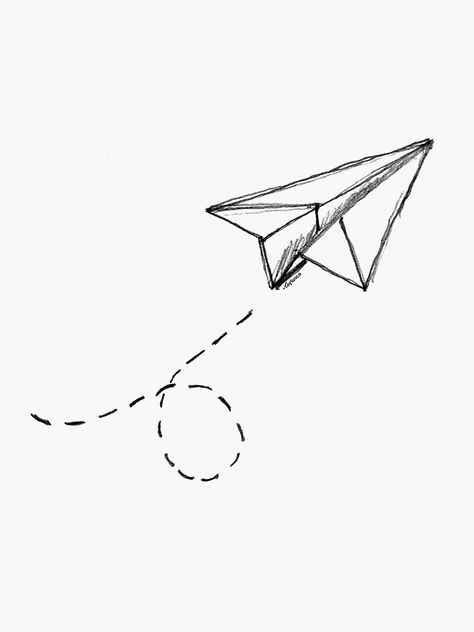 "Paper Airplane 9" Sticker by YoPedro | Redbubble Drawing Of Paper Airplane, Paper Plane Sketch, Paper Airplane Doodle, Paper Plane Tattoo Design, Sketch Airplane, Paper Airplane Sketch, Paper Airplane Tattoo Behind Ear, Paper Plane Tattoos, Paper Plane Doodle