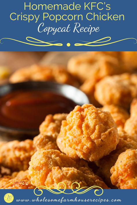 Popcorn chicken with dipping sauce on a plate Easy Popcorn Chicken, Kfc Popcorn Chicken Recipe, Farmhouse Recipes, Easy Popcorn, Popcorn Chicken Recipe, Savory Recipe, Kfc Recipe, Recipe Using Chicken, Quick Lunch Recipes