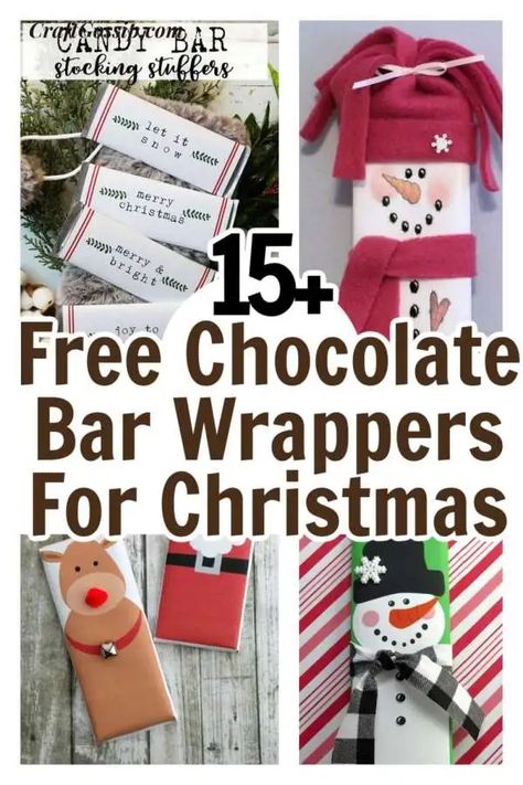 Candy Bar Crafts, Free Candy Wrapper, Christmas Chocolate Bar Wrappers, Candy Bar Gifts, Christmas Wrapper, Christmas Candy Bar, Chocolate Bars Gift, Christmas Treats Holders, Chocolate Bar Wrapping