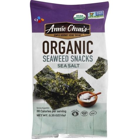 Publix - Annie Chuns Seaweed Snacks, Organic, Sea Salt Seaweed Snack, 2000 Calories A Day, Crispy Seaweed, Seaweed Snacks, Fresh Groceries, Snack Options, Natural Sweeteners, Usda Organic, Potato Chips